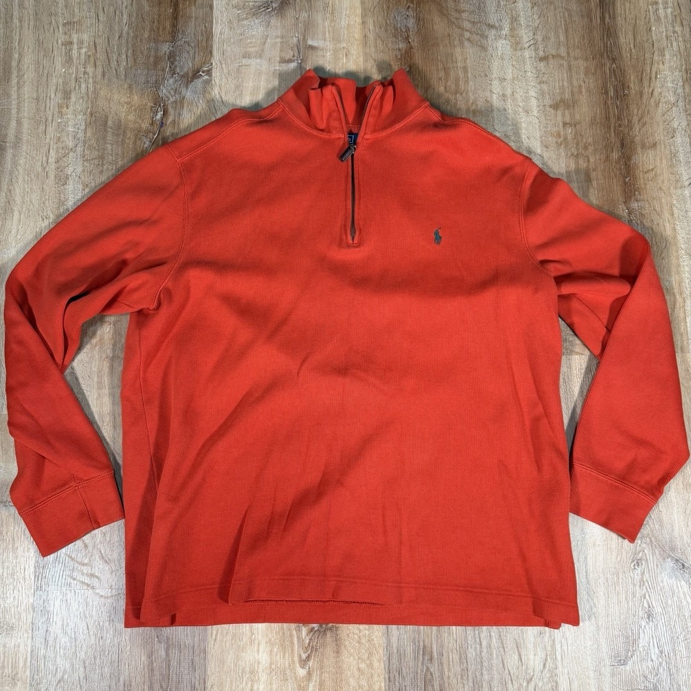 Vintage Polo Ralph Lauren Sweater Mens Large Estate Rib 1/4 Quarter Zip Cotton